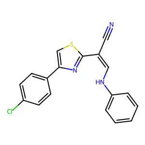 (E)-2-(4-(4-chlorophenyl)thiazol-2-yl)-3-(phenylamino)acrylonitrile structure