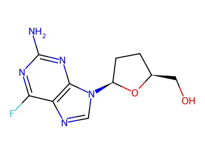 2-Furanmethanol, 5-(2-amino-6-fluoro-9H-purin-9-yl)tetrahydro-, (2S,5R)- structure