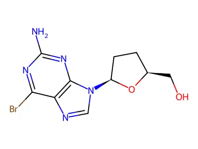 2-Amino-6-bromo-9-(2,3-dideoxy-beta-D-glycero-pentofuranosyl)-9H-purine structure