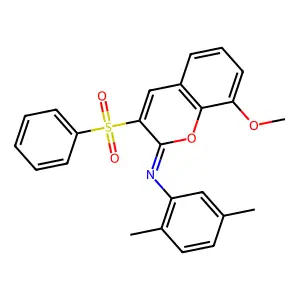 3-(benzenesulfonyl)-N-(2,5-dimethylphenyl)-8-methoxychromen-2-imine structure