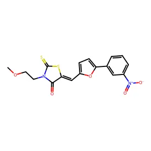 (5E)-3-(2-Methoxyethyl)-5-[[5-(3-nitrophenyl)-2-furanyl]methylene]-2-thioxo-4-thiazolidinone structure