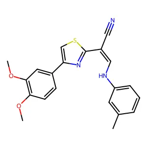 (E)-2-(4-(3,4-dimethoxyphenyl)thiazol-2-yl)-3-(m-tolylamino)acrylonitrile structure