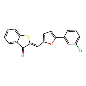 (2E)-2-[[5-(3-chlorophenyl)furan-2-yl]methylidene]-1-benzothiophen-3-one structure