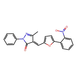 5-methyl-4-[[5-(2-nitrophenyl)furan-2-yl]methylidene]-2-phenylpyrazol-3-one structure