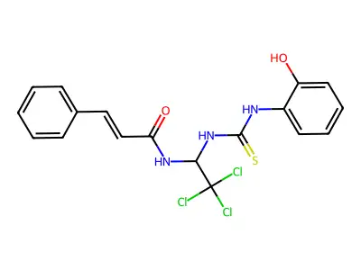 (E)-3-phenyl-N-[2,2,2-trichloro-1-[(2-hydroxyphenyl)carbamothioylamino]ethyl]prop-2-enamide structure
