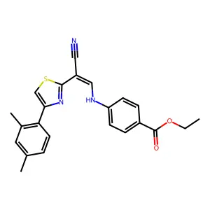 (Z)-ethyl 4-((2-cyano-2-(4-(2,4-dimethylphenyl)thiazol-2-yl)vinyl)amino)benzoate structure