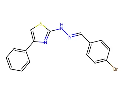N-[(E)-(4-bromophenyl)methylideneamino]-4-phenyl-1,3-thiazol-2-amine structure