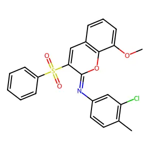 3-(benzenesulfonyl)-N-(3-chloro-4-methylphenyl)-8-methoxychromen-2-imine structure