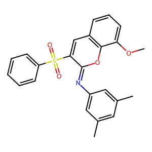 3-(benzenesulfonyl)-N-(3,5-dimethylphenyl)-8-methoxychromen-2-imine structure