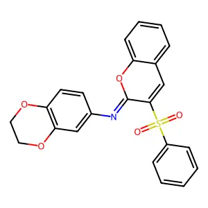 3-(benzenesulfonyl)-N-(2,3-dihydro-1,4-benzodioxin-6-yl)chromen-2-imine structure
