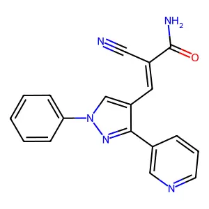 2-cyano-3-[1-phenyl-3-(pyridin-3-yl)-1H-pyrazol-4-yl]prop-2-enamide structure