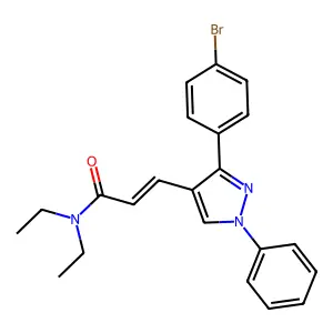 (2Z)-3-[3-(4-bromophenyl)-1-phenyl-1H-pyrazol-4-yl]-N,N-diethylprop-2-enamide structure