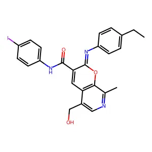 (2Z)-2-[(4-ethylphenyl)imino]-5-(hydroxymethyl)-N-(4-iodophenyl)-8-methyl-2H-pyrano[2,3-c]pyridine-3-carboxamide structure