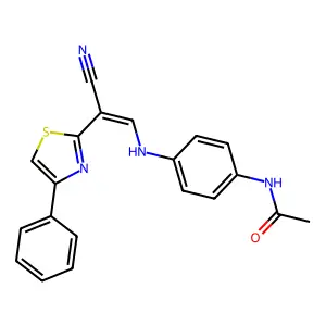 (Z)-N-(4-((2-cyano-2-(4-phenylthiazol-2-yl)vinyl)amino)phenyl)acetamide structure