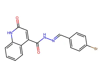 N'-[(E)-(4-bromophenyl)methylidene]-2-oxo-1,2-dihydroquinoline-4-carbohydrazide structure