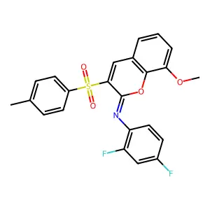 N-(2,4-difluorophenyl)-8-methoxy-3-(4-methylphenyl)sulfonylchromen-2-imine structure