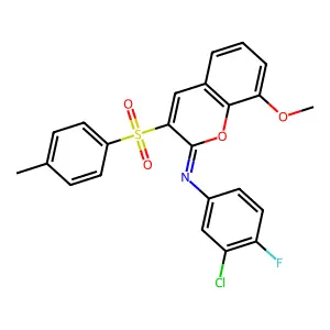 N-(3-chloro-4-fluorophenyl)-8-methoxy-3-(4-methylphenyl)sulfonylchromen-2-imine structure