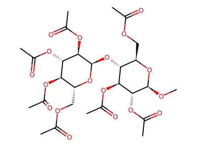 b-D-Glucopyranoside, methyl4-O-(2,3,4,6-tetra-O-acetyl-a-D-glucopyranosyl)-, triacetate structure