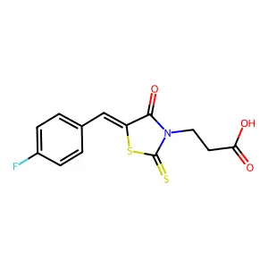 3-[(5Z)-5-[(4-fluorophenyl)methylidene]-4-oxo-2-sulfanylidene-1,3-thiazolidin-3-yl]propanoic acid structure
