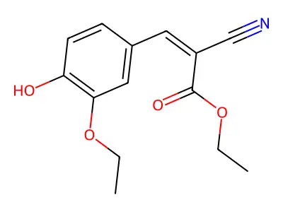 2-Propenoic acid, 2-cyano-3-(3-ethoxy-4-hydroxyphenyl)-, ethyl ester structure