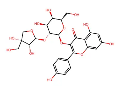 kaempferol-3-O-(apiofuranosyl-(1'''-2''))-galactopyranoside structure