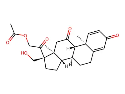 Pregna-1,4-diene-3,11,20-trione, 17,21-dihydroxymethyl-, acetate structure
