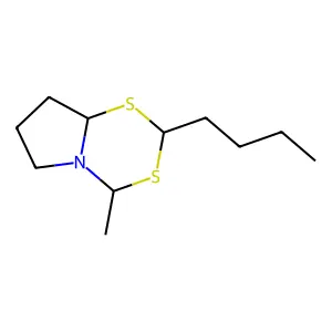 4H-Pyrrolo2,1-d-1,3,5-dithiazine, 2-butyltetrahydro-4-methyl- structure