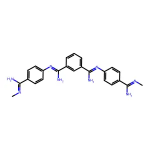 N(1),N(3)-Bis(4-(imino(methylamino)methyl)phenyl)-1,3-benzenedicarboximidamide structure