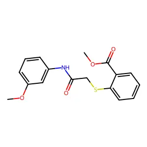 methyl 2-{[N-(3-methoxyphenyl)carbamoyl]methylthio}benzoate structure