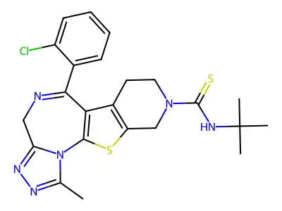 4H-Pyrido(4',3':4,5)thieno(3,2-f)(1,2,4)triazolo(4,3-a)(1,4)diazepine-9(8H)-carbothioamide, 7,10-dihydro-6-(2-chlorophenyl)-N-(1,1-dimethylethyl)-1-methyl- structure