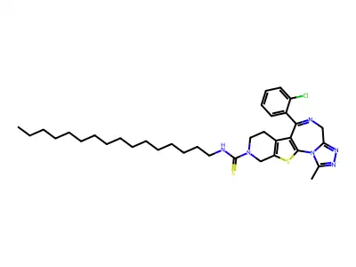 4H-Pyrido(4',3':4,5)thieno(3,2-f)(1,2,4)triazolo(4,3-a)(1,4)diazepine-9(8H)-carbothioamide, 7,10-dihydro-6-(2-chlorophenyl)-N-hexadecyl-1-methyl- structure
