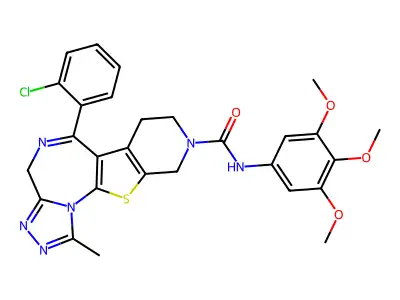 4H-Pyrido(4',3':4,5)thieno(3,2-f)(1,2,4)triazolo(4,3-a)(1,4)diazepine-9(8H)-carboxamide, 7,10-dihydro-6-(2-chlorophenyl)-1-methyl-N-(3,4,5-trimethoxyphenyl)- structure