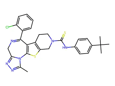 4H-Pyrido(4',3':4,5)thieno(3,2-f)(1,2,4)triazolo(4,3-a)(1,4)diazepine-9(8H)-carbothioamide, 7,10-dihydro-6-(2-chlorophenyl)-N-(4-(1,1-dimethylethyl)phenyl)-1-methyl- structure