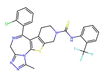 4H-Pyrido(4',3':4,5)thieno(3,2-f)(1,2,4)triazolo(4,3-a)(1,4)diazepine-9(8H)-carbothioamide, 7,10-dihydro-6-(2-chlorophenyl)-1-methyl-N-(2-(trifluoromethyl)phenyl)- structure