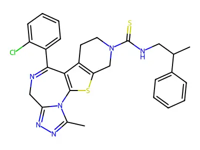 4H-Pyrido(4',3':4,5)thieno(3,2-f)(1,2,4)triazolo(4,3-a)(1,4)diazepine-9(8H)-carbothioamide, 7,10-dihydro-6-(2-chlorophenyl)-1-methyl-N-(2-phenylpropyl)- structure
