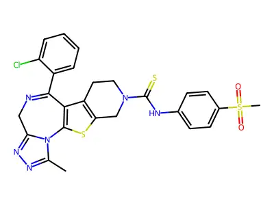 4H-Pyrido(4',3':4,5)thieno(3,2-f)(1,2,4)triazolo(4,3-a)(1,4)diazepine-9(8H)-carbothioamide, 7,10-dihydro-6-(2-chlorophenyl)-1-methyl-N-(4-(methylsulfonyl)phenyl)- structure