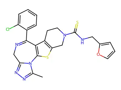 4H-Pyrido(4',3':4,5)thieno(3,2-f)(1,2,4)triazolo(4,3-a)(1,4)diazepine-9(8H)-carbothioamide, 7,10-dihydro-6-(2-chlorophenyl)-N-(2-furanylmethyl)-1-methyl- structure