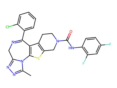 4H-Pyrido(4',3':4,5)thieno(3,2-f)(1,2,4)triazolo(4,3-a)(1,4)diazepine-9(8H)-carboxamide, 7,10-dihydro-6-(2-chlorophenyl)-N-(2,4-difluorophenyl)-1-methyl- structure