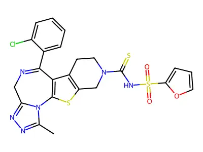 4H-Pyrido(4',3':4,5)thieno(3,2-f)(1,2,4)triazolo(4,3-a)(1,4)diazepine-9(8H)-carbothioamide, 7,10-dihydro-6-(2-chlorophenyl)-N-(2-furanylsulfonyl)-1-methyl- structure