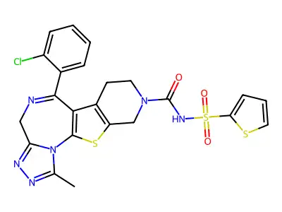 4H-Pyrido(4',3':4,5)thieno(3,2-f)(1,2,4)triazolo(4,3-a)(1,4)diazepine-9(8H)-carboxamide, 7,10-dihydro-6-(2-chlorophenyl)-1-methyl-N-(2-thienylsulfonyl)- structure