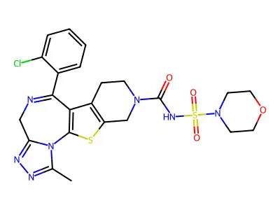 4H-Pyrido(4',3':4,5)thieno(3,2-f)(1,2,4)triazolo(4,3-a)(1,4)diazepine-9(8H)-carboxamide, 7,10-dihydro-6-(2-chlorophenyl)-1-methyl-N-(4-morpholinylsulfonyl)- structure