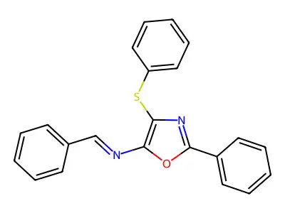 5-Oxazolamine,2-phenyl-N-(phenylmethylene)-4-(phenylthio)- structure