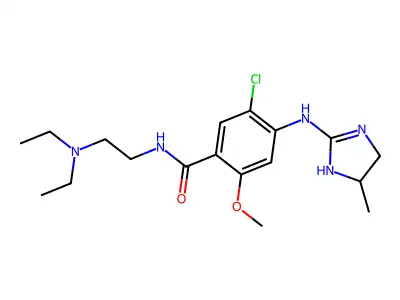 N-(2-Diethylaminoethyl)-2-methoxy-4-(4,5-dihydro-4-methylimidazol-2-ylamino)-5-chlorobenzamide structure
