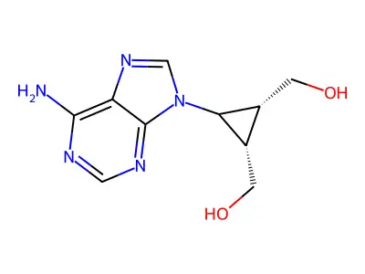 [(1R,3S)-2-(6-aminopurin-9-yl)-3-(hydroxymethyl)cyclopropyl]methanol structure