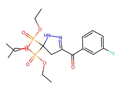 Phosphonic acid, (5-(3-fluorobenzoyl)-2,4-dihydro-3H-pyrazol-3-ylidene)bis-, tetraethyl ester structure