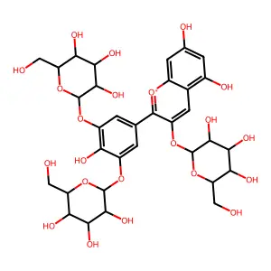Delphinidin 3,3',5'-tri-O-glucoside structure