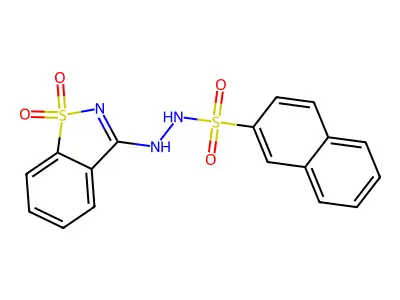 N'-(1,1-dioxido-1,2-benzothiazol-3-yl)naphthalene-2-sulfonohydrazide structure