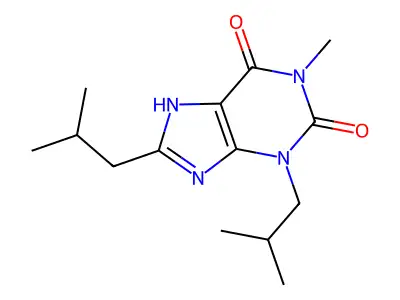 1H-Purine-2,6-dione, 3,7-dihydro-3,8-bis(2-methylpropyl)-1-methyl- structure