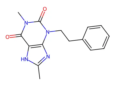 1H-Purine-2,6-dione, 3,7-dihydro-1,8-dimethyl-3-(2-phenylethyl)- structure