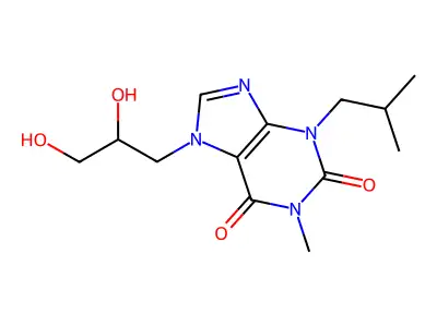 Xanthine, 7-(2,3-dihydroxypropyl)-3-isobutyl-1-methyl- structure